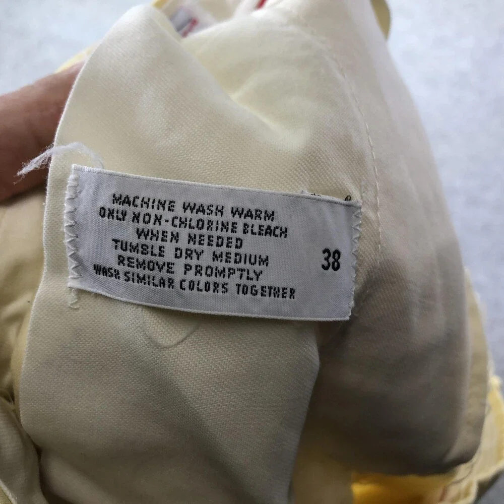 Vintage Orvis Pants Mens 38x32 Yellow Chino Straight Leg Casual Cotton 70s USA